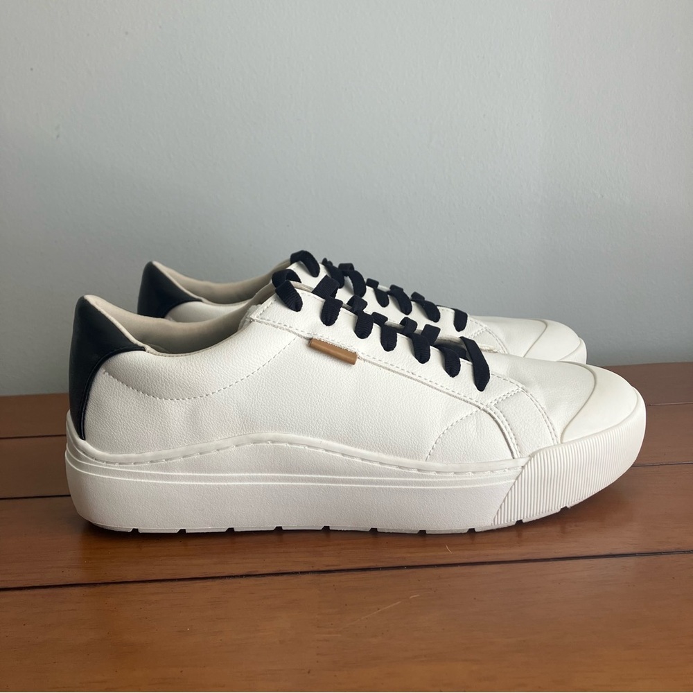 Dr Scholl’s Time Off Platform Sneakers White Black Lace Up Women’s 11M